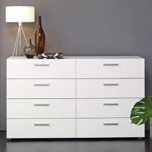 Perkin Wooden Chest Of Drawers In White With 8 Drawers