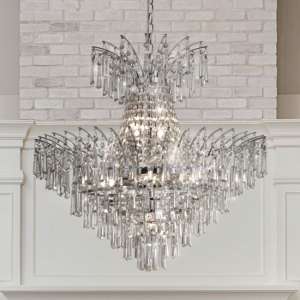 Pernette 9 Pendant Light In Chrome With Crystal Glass Drops
