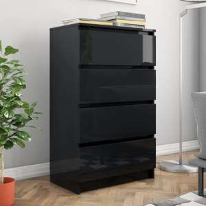 Perris High Gloss Chest Of 4 Drawers In Black