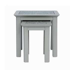 Pluckley Grey Stone Inset Set Of 2 Nesting Tables In Grey