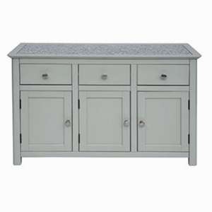 Pluckley Stone Inset Sideboard In Grey With 3 Doors 3 Drawers