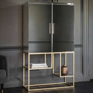 Petard Mirrored Bar Cabinet With Champagne Metal Frame