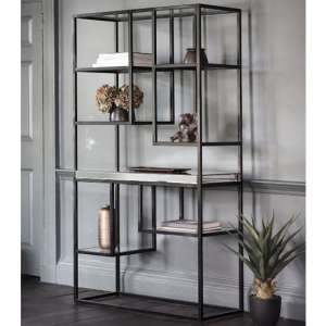 Petard Mirrored Open Display Unit With Black Metal Frame