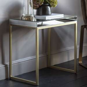 Petard Mirrored Side Table With Champagne Metal Frame