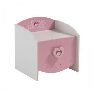 Betsy Wooden Bedside Cabinet In White And Pink With 1 Drawer