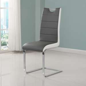 Petra Faux Leather Dining Chair In Grey And White