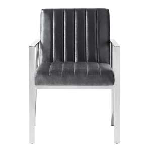 Peyton Velvet Upholstered Accent Chair In Charcoal