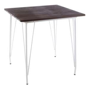 Pherkad Square Wooden Dining Table With White Metal Legs