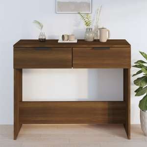 Phila Wooden Console Table With 2 Drawers In Brown Oak