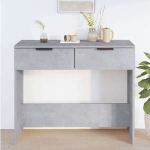 Phila Wooden Console Table With 2 Drawers In Concrete Effect