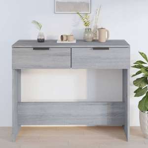 Phila Wooden Console Table With 2 Drawers In Grey Sonoma Oak
