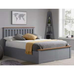 Phoenix Ottoman Wooden Small Double Bed In Stone Grey