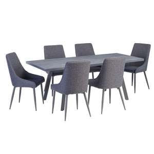 Pekato Extending Dining Table With 6 Remika Blue Chairs