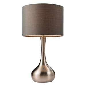 Piccadilly Grey Fabric Touch Table Lamp In Satin Nickel