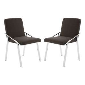 Markeb Black Fabric Dining Chairs With Silver Frame In A Pair