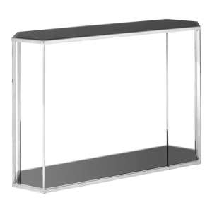 Markeb Black Glass Top Console Table With Silver Frame   