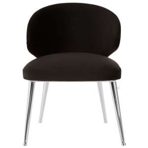 Markeb Black Velvet Dining Chair With Silver Frame In A Pair
