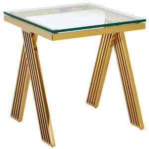 Markeb Glass Side Table With Gold Legs     