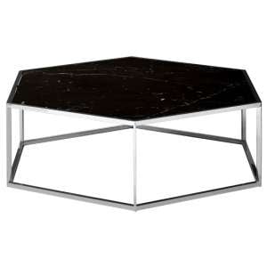 Markeb Hexagon Marble Coffee Table With Silver Frame    