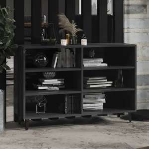 Pilvi High Gloss Bookcase With 6 Shelves In Grey