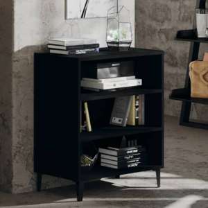 Pilvi Wooden Bookcase With 3 Shelves In Black