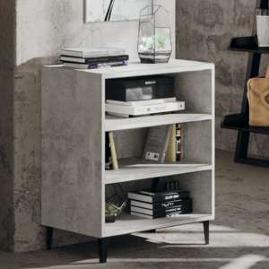 Pilvi Wooden Bookcase With 3 Shelves In Concrete Effect