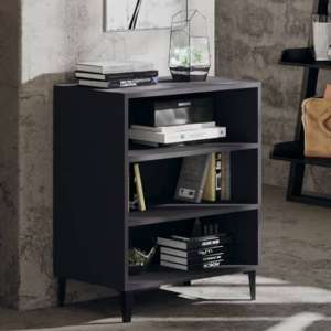 Pilvi Wooden Bookcase With 3 Shelves In Grey