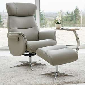 Pimlico Leather Match Swivel Recliner Chair In Husky