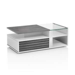 Pinellas Coffee Table In Grey Oak And White Lacquered Gloss