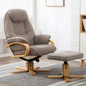 Pinner Fabric Swivel Recliner Chair And Footstool In Mocha
