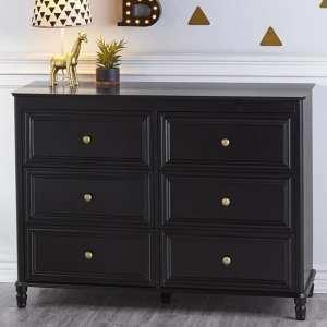 Potters Wooden Chest Of Drawers In Black With 6 Drawers