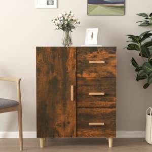 Pirro Wooden Sideboard With 1 Door 3 Drawers In Smoked Oak