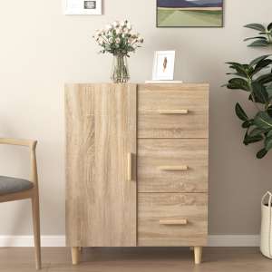 Pirro Wooden Sideboard With 1 Door 3 Drawers In Sonoma Oak