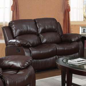 Piscium Leather Full Bonded Recliner 2 Seater Sofa In Brown