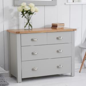 Sandringhia Wooden Chest Of 4 Drawers In Oak And Grey