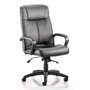 Plaza Leather Executive Office Chair In Black With Arms