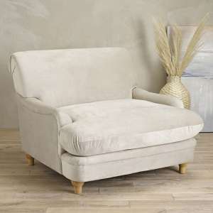 Penarth Velvet Upholstered Lounge Chair In Beige
