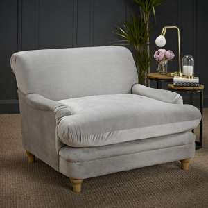 Penarth Velvet Upholstered Lounge Chair In Grey