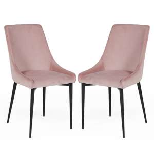 Plympton Blush Velvet Dining Chairs In Pair