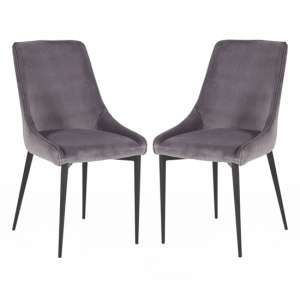 Plympton Light Grey Velvet Dining Chairs In Pair