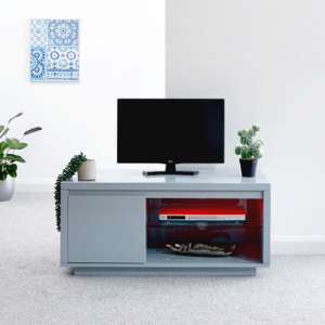 Powick TV Stand In Grey High Gloss With LED Lighting