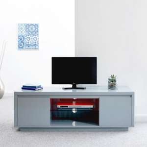 Powick Large TV Stand In Grey High Gloss With LED Light