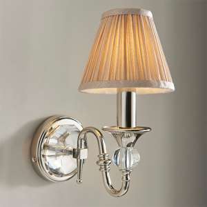 Polina Single Wall Light In Nickel With Beige Shade