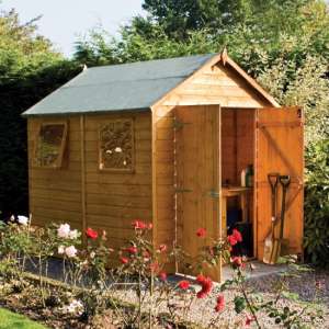 Polmont Wooden 8x6 Garden Shed In Dipped Honey Brown