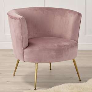 Polperro Velvet Upholstered Armchair In Mauve