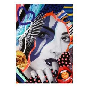Pop Art Lady Picture Canvas Wall Art In Multicolor