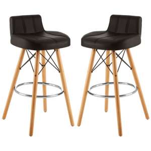 Porrima Black Faux Leather Effect Bar Stools In Pair