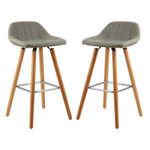 Porrima Grey Faux Leather Bar Stools In Pair