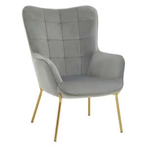 Porrima Velvet Upholstered Armchair In Grey
