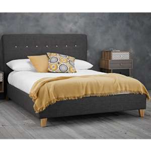 Portena Fabric Double Bed In Grey